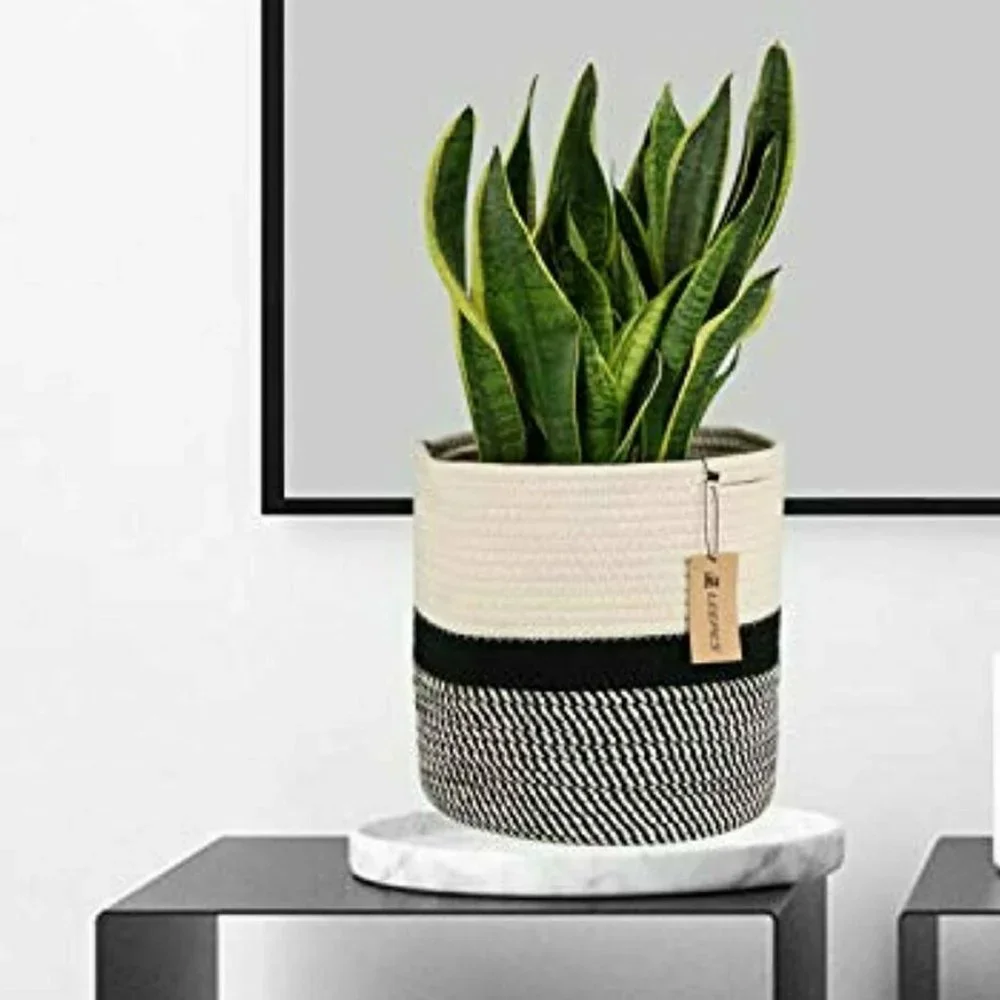 Cotton Rope Plant Basket Modern Woven Basket - Picture 1 of 7